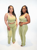 Quick drying high waisted contrasting sports yoga pants, casual sports pants, micro flared wide leg pants