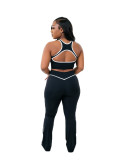 Quick drying high waisted contrasting sports yoga pants, casual sports pants, micro flared wide leg pants