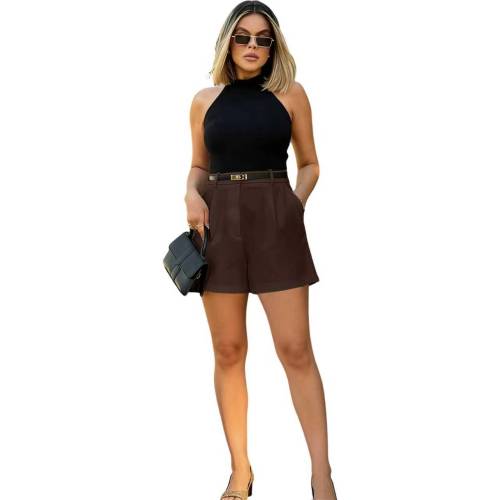 Spring and summer casual workwear shorts, high waist slimming versatile three quarter pants