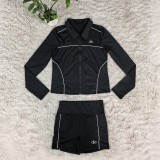 ALO minimalist pull-up yoga suit top, long sleeved jacket, pants, shorts, fashionable embroidery set