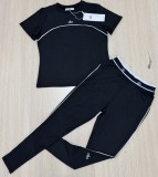ALO Summer New Fashion Casual Sports Set Embroidered Quick-Dry Two-Piece Set