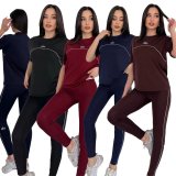 ALO Summer New Fashion Casual Sports Set Embroidered Quick-Dry Two-Piece Set