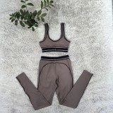 ALO Fashion Sleeveless Sports Tank Top, High Waist, Hip Lifting, Abdominal Compression, Fitness Yoga Suit Set