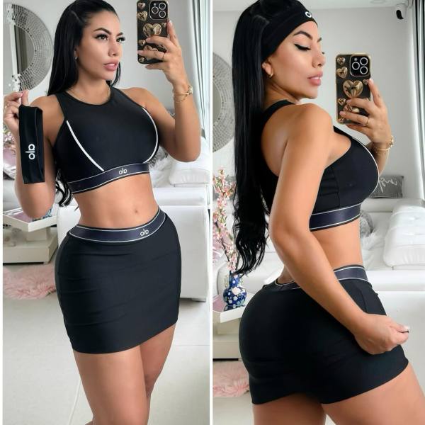 ALO yoga sleeveless gathering sports vest with high waist, hip lifting, and abdominal compression skirt set (including safety pants)