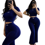 High elasticity, wide legs, high waist, peach shaped buttocks, slightly flared lifting buttocks, embroidered ALO tight two-piece set