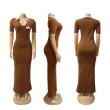 Retro dress with Amazon high-end feel, polo collar, slim fit, hip hugging, waist cinching, slimming long skirt