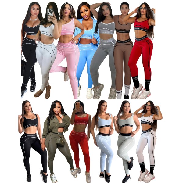ALO Fashion Sleeveless Sports Tank Top, High Waist, Hip Lifting, Abdominal Compression, Fitness Yoga Suit Set
