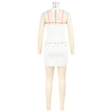 Fashion Pit Bar Machine Eye Strap Double Layer Skirt Set Two Piece Set