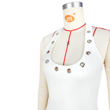 Fashion Pit Bar Machine Eye Strap Double Layer Skirt Set Two Piece Set
