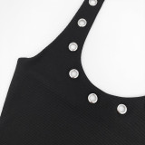 Fashion Pit Bar Machine Eye Strap Double Layer Skirt Set Two Piece Set