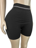 European and American fashion women's contrasting lines sports vest yoga tight casual shorts two-piece set