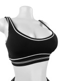 European and American fashion women's contrasting lines sports vest yoga tight casual pants two-piece set