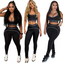 ALO Fashion Sleeveless Sports Tank Top, High Waist, Hip Lifting, and Abdominal Compression Fitness Yoga Suit Set (Including Chest Mat)