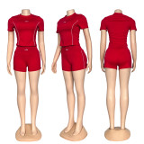 ALO letter high waisted yoga pants solid color sports yoga short sleeved shorts set