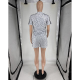 ALO printed leopard print polka dot casual short sleeved sports shorts, two pieces