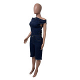Casual Fashion Strapless Single Shoulder Slim Fit Denim Rompers