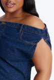 Casual Fashion Strapless Single Shoulder Slim Fit Denim Rompers