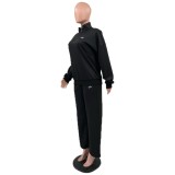 ALO hoodie autumn and winter loose jacket stand up collar slimming jacket fitness two-piece set
