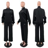 ALO hoodie autumn and winter loose jacket stand up collar slimming jacket fitness two-piece set