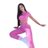 ALO fitness set, simple sports style, sun protection, sweat absorption, yoga suit, vest, pants, two-piece set