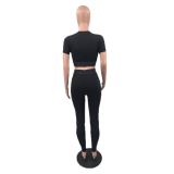 ALO fitness set, simple sports style, sun protection, sweat absorption, yoga suit, vest, pants, two-piece set