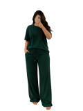Relaxed Trendy Solid Color Daily Casual Commuting Stylish Comfortable Short Sleeve Set