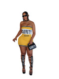 Ins style sexy slim fit slimming letter printed chest wrapped fashionable short dress