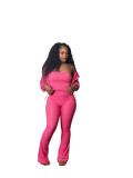 Sports hooded drawstring waist jacket, chest wrapped top, casual high waisted pants, fashionable three piece set