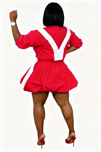 New casual color blocked quick drying bubble skirt set