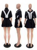 New casual color blocked quick drying bubble skirt set