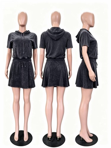 Casual cotton elastic washable skirt set