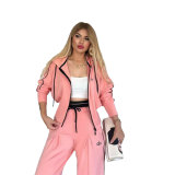 ALO autumn and winter new outdoor sports embroidered wide leg pants hooded jacket two-piece set