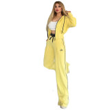 ALO autumn and winter new outdoor sports embroidered wide leg pants hooded jacket two-piece set