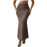 BB016 European and American women's printed LV style fishtail skirt