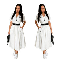 ALO fashionable, simple, elegant and slimming commuter dress with a cinched waist