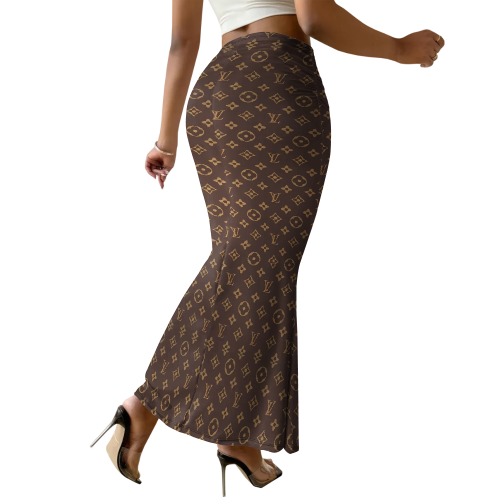 BB016 European and American women's printed LV style fishtail skirt