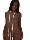 Hooded Zipper Top Pocket Shorts 3-Piece Casual Sports Set