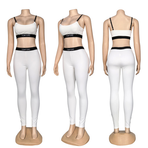 Fashion camisole sports vest (including chest cushion) high elasticity abdominal compression tight fitness yoga suit set