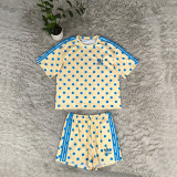 Fashionable polka dot casual suit loose and comfortable skin friendly fabric short sleeved shorts two-piece set