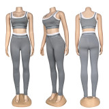 ALODouble layer spliced camisole, high waisted, hip lifting, abdominal tightening yoga suit, quick drying, tight fitting fitness suit