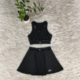 ALO fashion sexy sports vest short skirt two-piece set quick drying breathable fitness suit tennis skirt