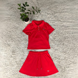 Fashionable polo short sleeved sports skirt with high waist and drawstring for slimming, multi-color casual fitness skirt