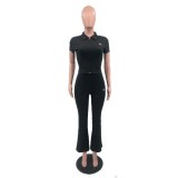 ALO Fashion, Leisure, Sports, Slimming, Embroidered Bellbottom Pants Coat Set