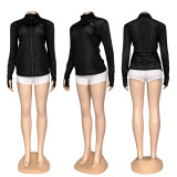Quick drying stand up collar hollowed out mesh breathable sports sunscreen long sleeved jacket