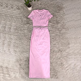 Soft and skin friendly short top+high waist, hip hugging, split half skirt, slim fit and slimming yoga set