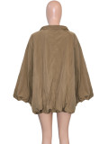 European and American style spicy girl loose cut khaki trench coat, lazy street style zipper jacket