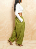 Fashionable and casual pleated loose crotch covering leg binding pants, cropped pants