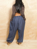 Fashionable and casual pleated loose crotch covering leg binding pants, cropped pants