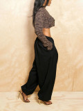 Fashionable and casual pleated loose crotch covering leg binding pants, cropped pants
