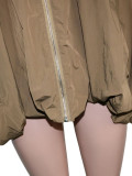 European and American style spicy girl loose cut khaki trench coat, lazy street style zipper jacket
